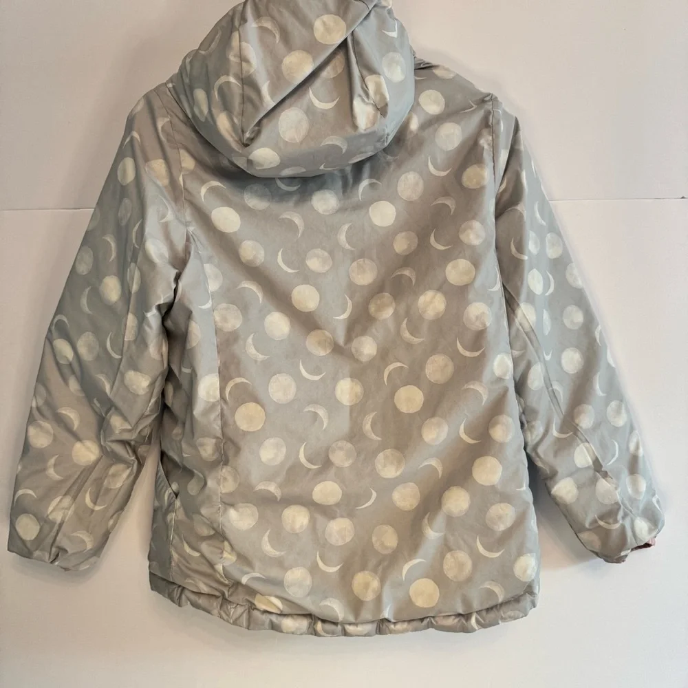 Patagonia Reversible Puffer Jacket Kids XL 14 Gray Colorblock Moon Polka Dot